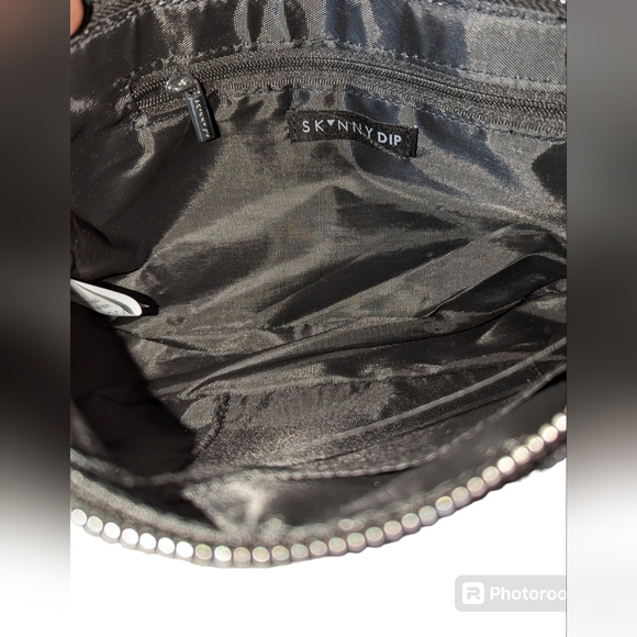 NWT Skinny Dip London Sparkly Black with Silver Happy ⚡⚡Face Purse - Picture 10 of 16